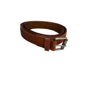 Dockers Leather Belt With Weave Size M Cognac Brown